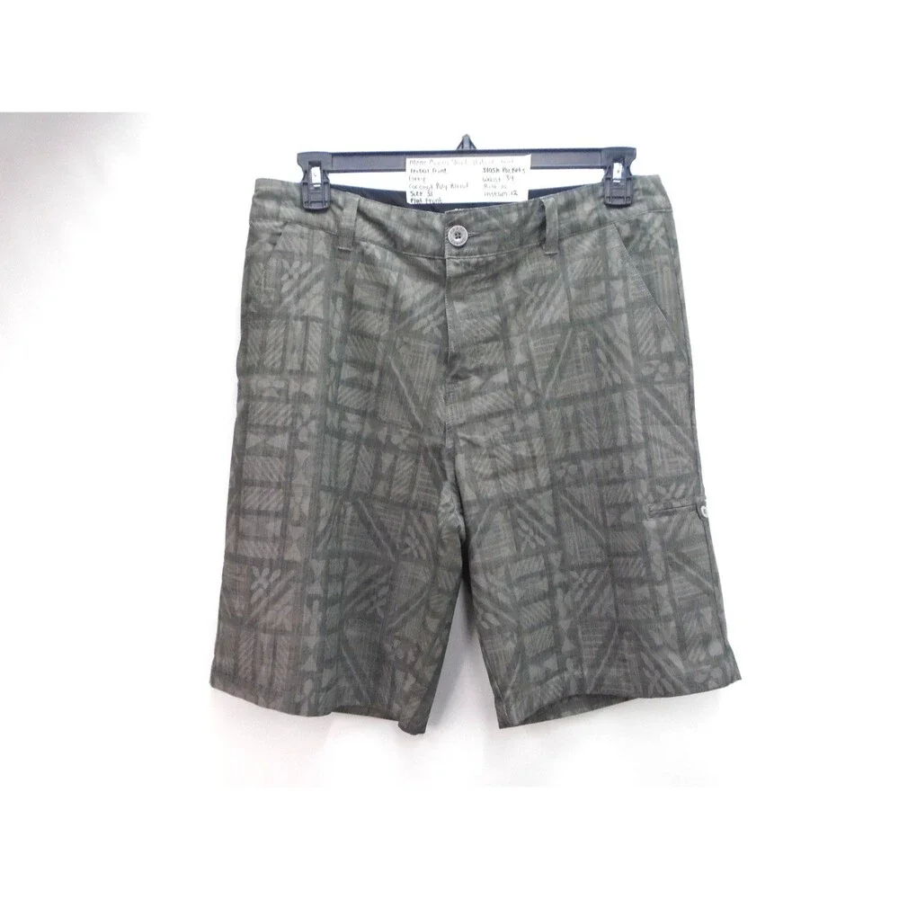 Crazy Shirts Mens Hybrid Shorts Size 33 Grey Tribal Print Coconut Poly Blend